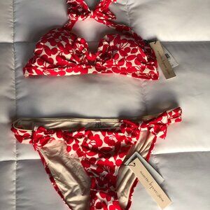 NANETTE LEPORE Red Cherries Bikini New With Tags NWT - Size L